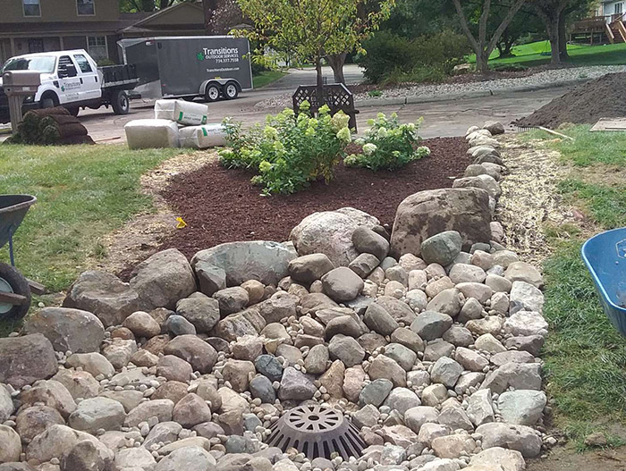 Dry creek bed done by Transitions Outdoor Services